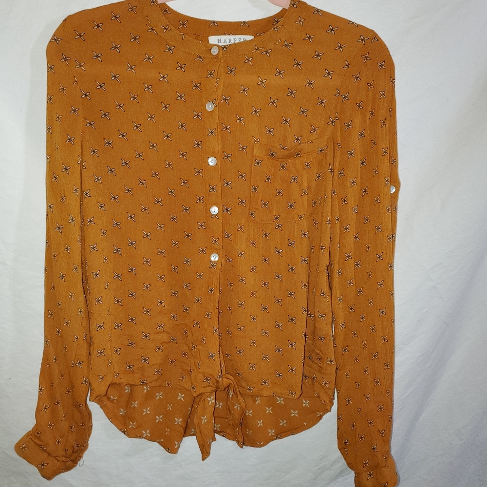 boho tie front blouse